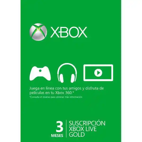 Xbox Tarjeta Membresía Live Gold 3 Meses