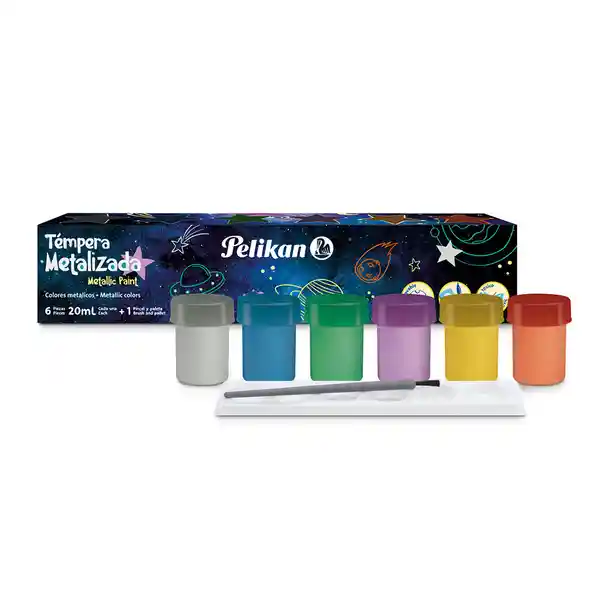 Tempera Pelikan Metalizada Metal Paint X 6 Unidades
