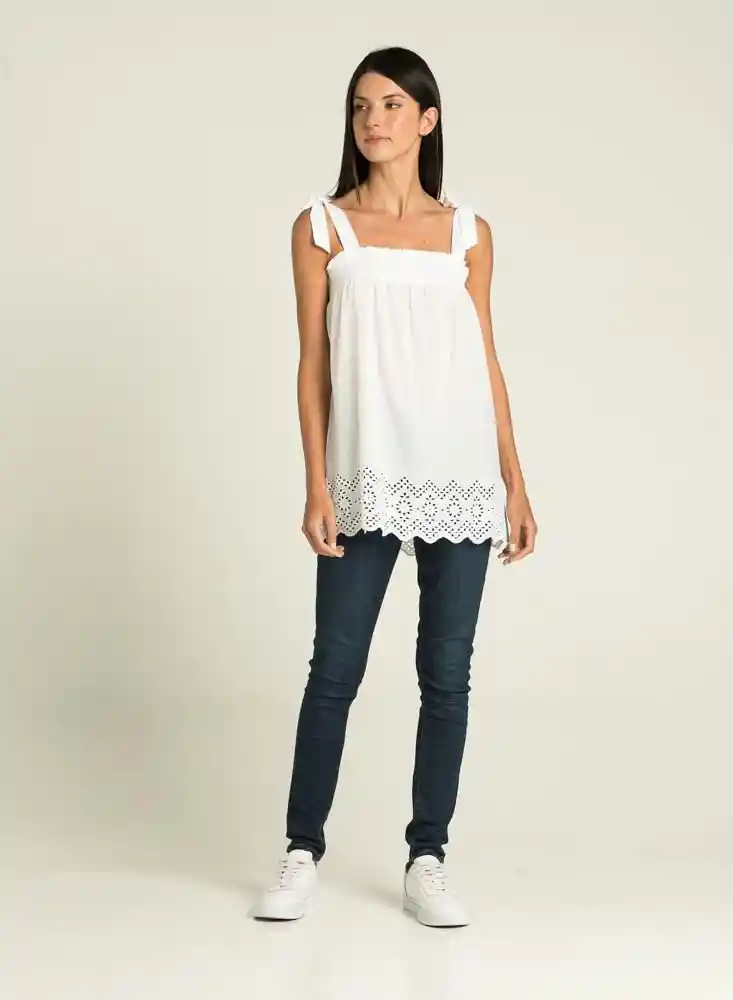 Blusa Manga Sisa Blanco Talla M