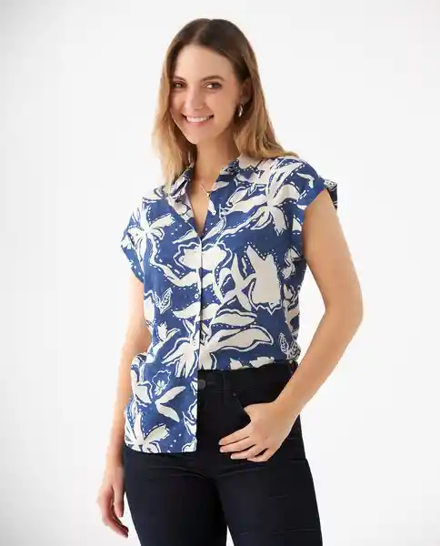 Camisa Azul Medianoche Ultraoscuro Talla M 119F005 Esprit