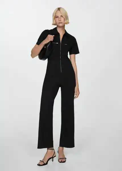 Enterizo Romo Negro Talla S Mujer Mango