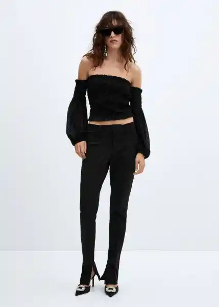 Blusa Jack Negro Talla L Mujer Mango