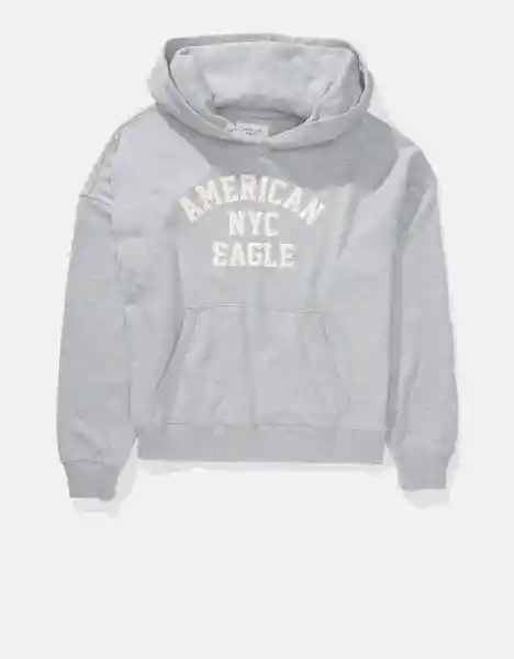 Buzo Manga Larga Capucha Lazo Mujer Gris Small American Eagle