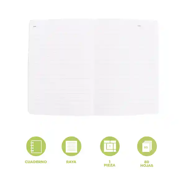 Cuaderno A5 de Tapas Duras 80 Hojas Lime Miniso