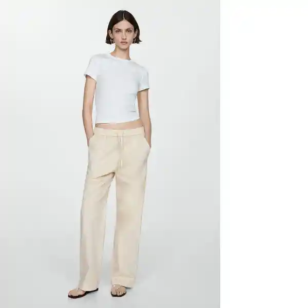 Pantalón Suki Offwhite Talla S Mujer Mango