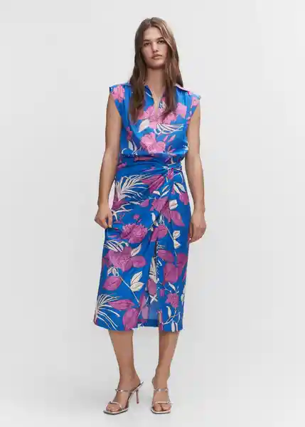 Camisa Nuti Azul Talla M Mujer Mango
