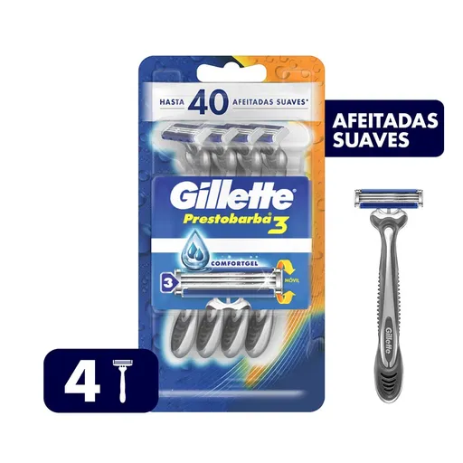 Máquinas de Afeitar Gillette Comfortgel Prestobarba3 4 uds