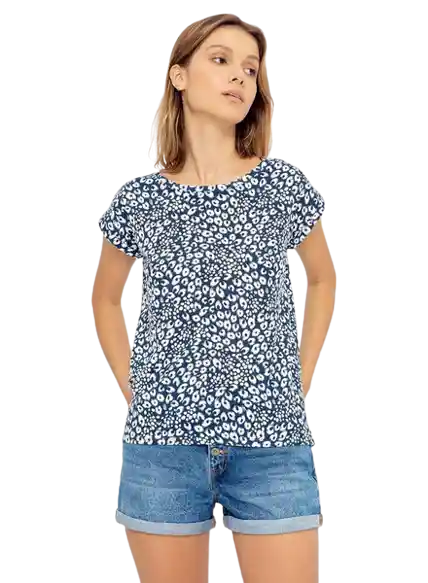 Gef Camiseta Manga Corta Estampado Mujer Azul Talla XL