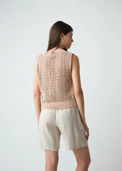 Chaleco Tejido Mujer Beige Polvillo Medio Talla M 583G090 Naf Naf