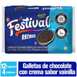 Festival Galletas de Chocolate Recreo con Crema Sabor a Vainilla