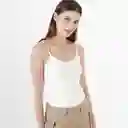 Camiseta Cuello V Manga Tiras Blanco Talla S 726580