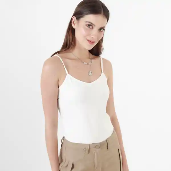 Camiseta Cuello V Manga Tiras Blanco Talla S 726580