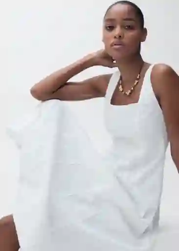 Vestido Pleats Blanco Talla S Mujer Mango