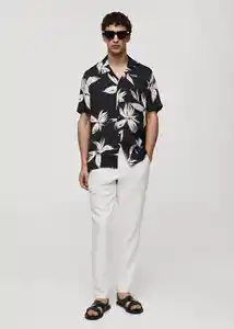 Camisa Mikonos Negro Talla M Hombre Mango