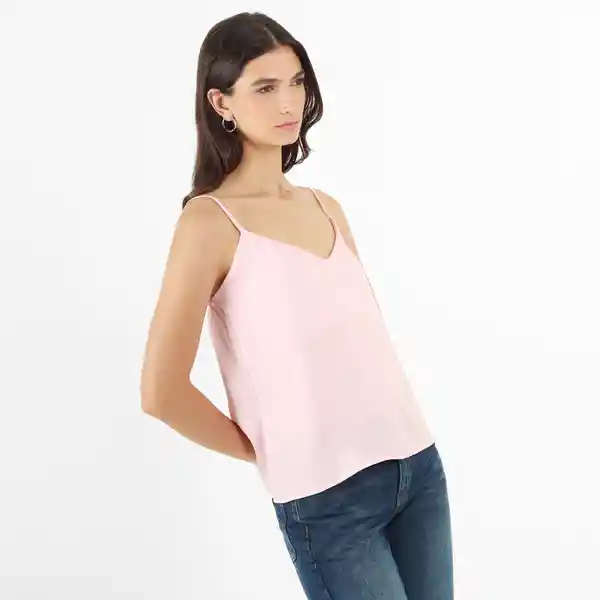 Blusa Cuello V Manga Tiras Rosado Talla XS 694117