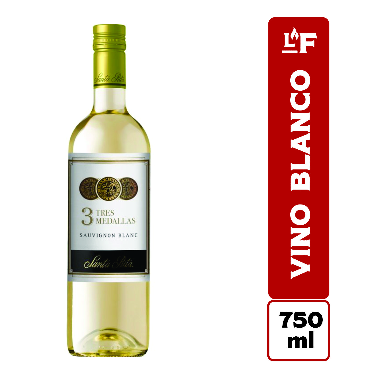 3 Tres Medallas Santa Rita Vino Blanco Sauvignon Blanc 750 ml