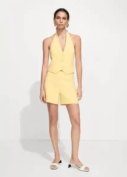 Chaleco Lilo Amarillo Pastel Talla L Mujer Mango