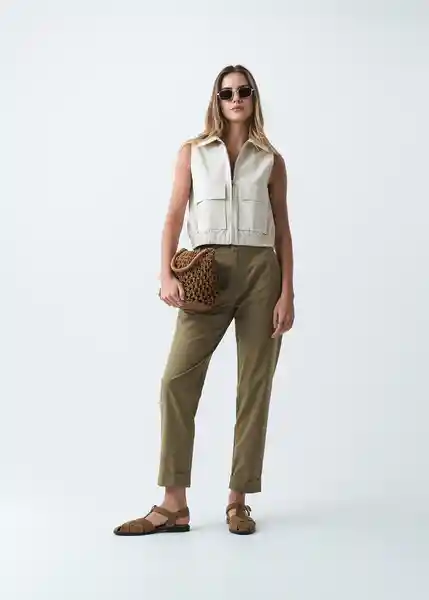 Chaleco Mujer Beige Ostra Claro Talla S - 423G015 Naf Naf