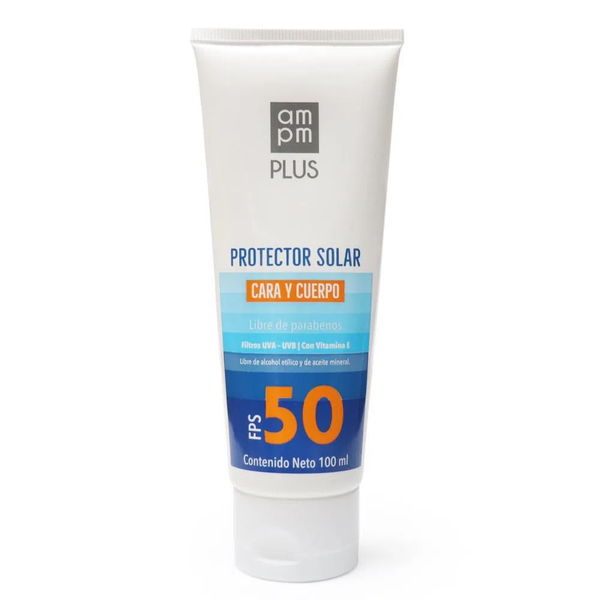 Protector Solar Plus Cara y Cuerpo Spf 50 Ampm Plus 100 ml
