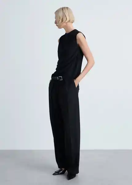 Blusa Area Negro Talla L Mujer Mango