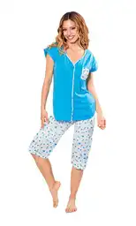 Romanella Conjunto Pijama Capri Mujer Azul Talla XL