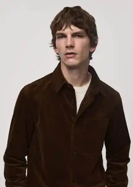 Camisa Pompeia Marron Talla S Hombre Mango