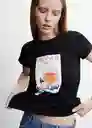 Camiseta Dine Negro Talla L Mujer Mango