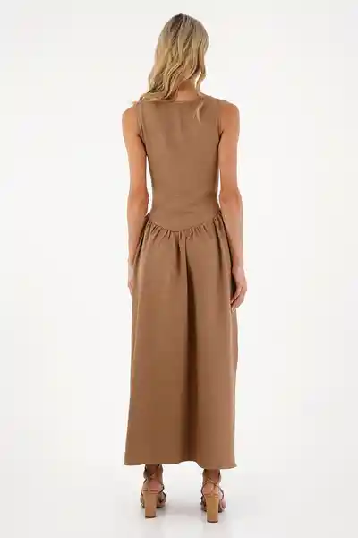Vestido Largo Luna Café Talla 02 M
