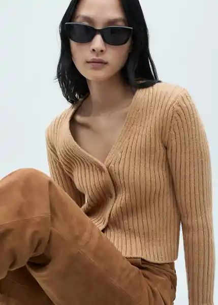 Cárdigan Yuki Camel Talla XS Mujer Mango