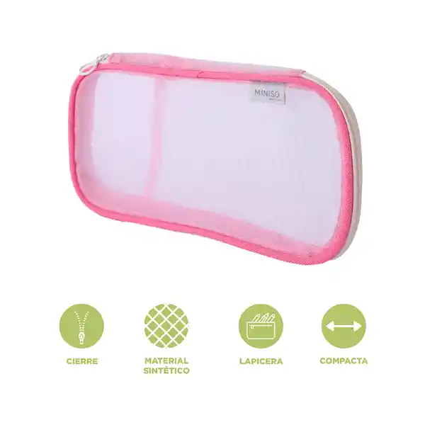 Cartuchera Grande de Malla Serie Rosa Miniso