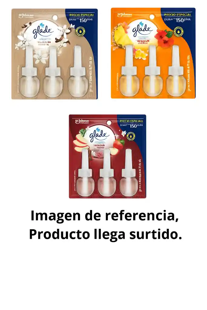 Glade ambientador aceites naturales 3 repuestos, 63 ml variedad fragancias