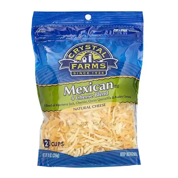 Queso Estilo Mexicano Crystal Farms Mezcla 4 Quesos