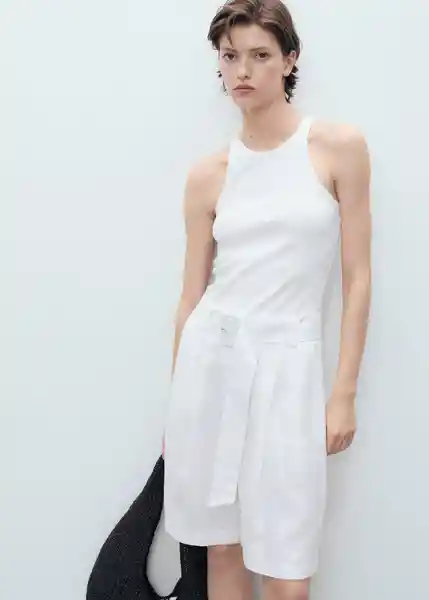 Bermuda Samari Blanco Talla 38 Mujer Mango