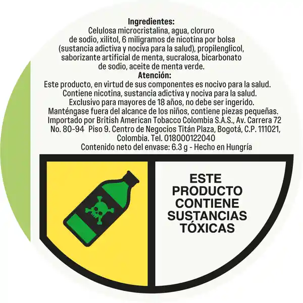 Velo Bolsa de Nicotina Menta Verde 6 mg