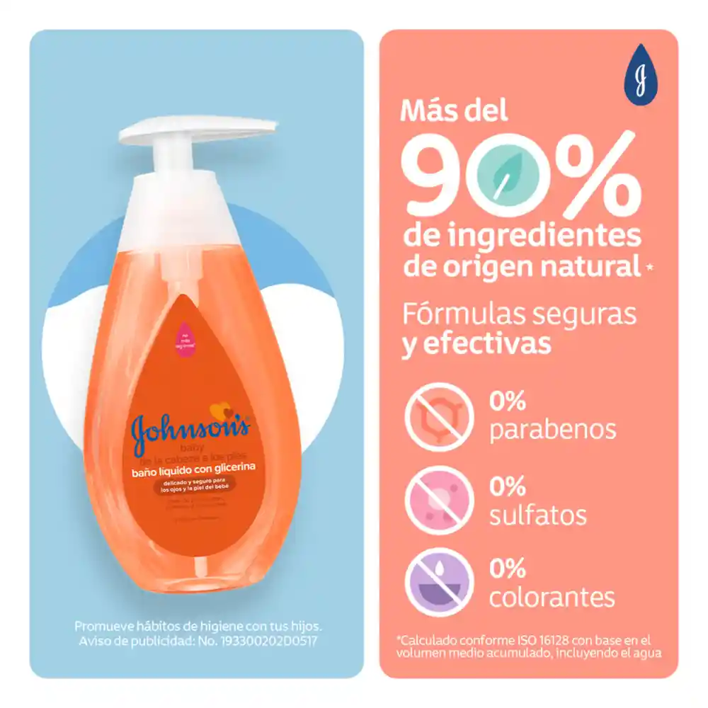 Baño Líquido Bebé JOHNSON'S Cabeza A Pies 400 ML