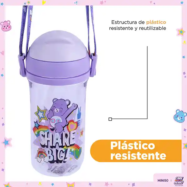 Vaso de Plástico Con Correa Para el Hombro Púrpura 400 mL Miniso