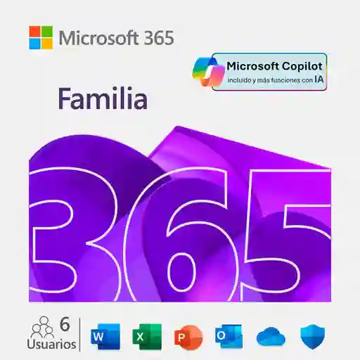 Microsoft Licencia 365 Familiar Con I. A. Suscripción Anual