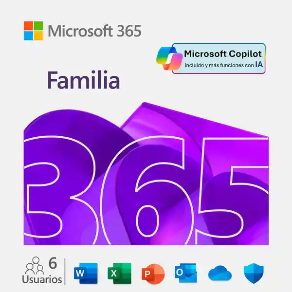 Microsoft Licencia 365 Familiar Con I. A. Suscripción Anual