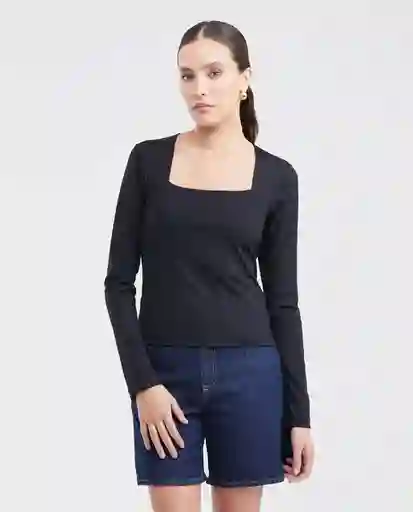 Camiseta Squareneck Negro Noche Ultra Oscuro T. XS Chevignon