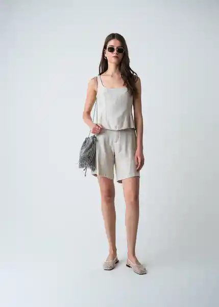 Camisa Issey Mujer Crudo Abedul Claro Talla L 413G379 Naf Naf