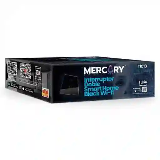 Mercury Interruptor Doble Smart Home Black Touch Wifi