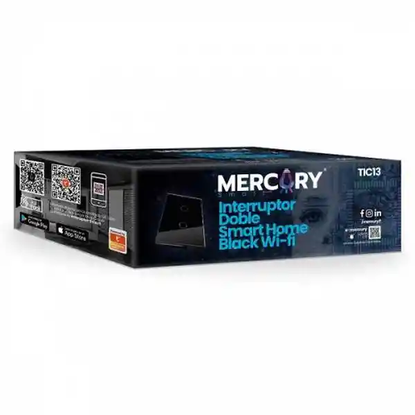 Mercury Interruptor Doble Smart Home Black Touch Wifi