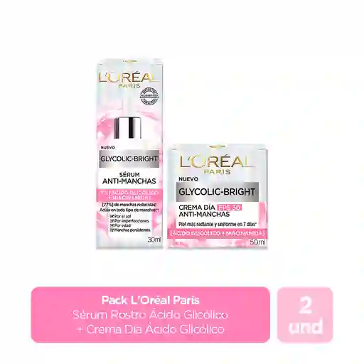 Combo L'Oréal Paris Antimanchas Ácido Glicólico+Crema Día+Sérum