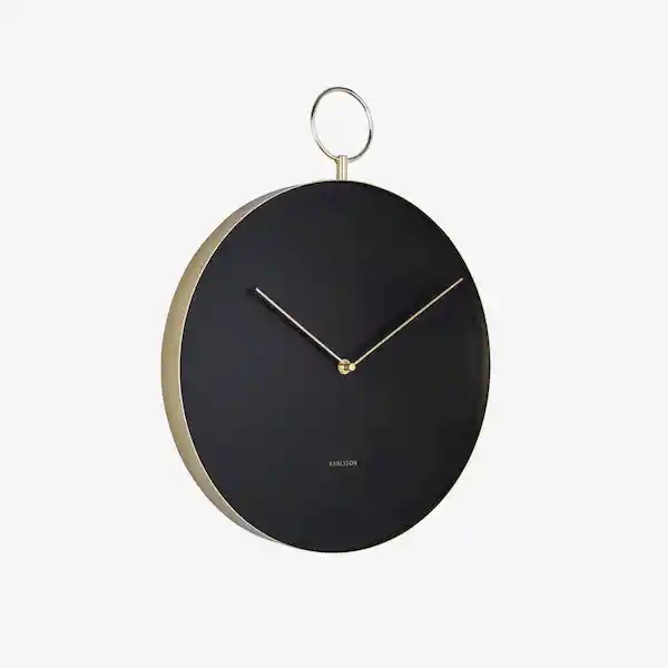 Inkanta Reloj de Pared Hook Negro Metal