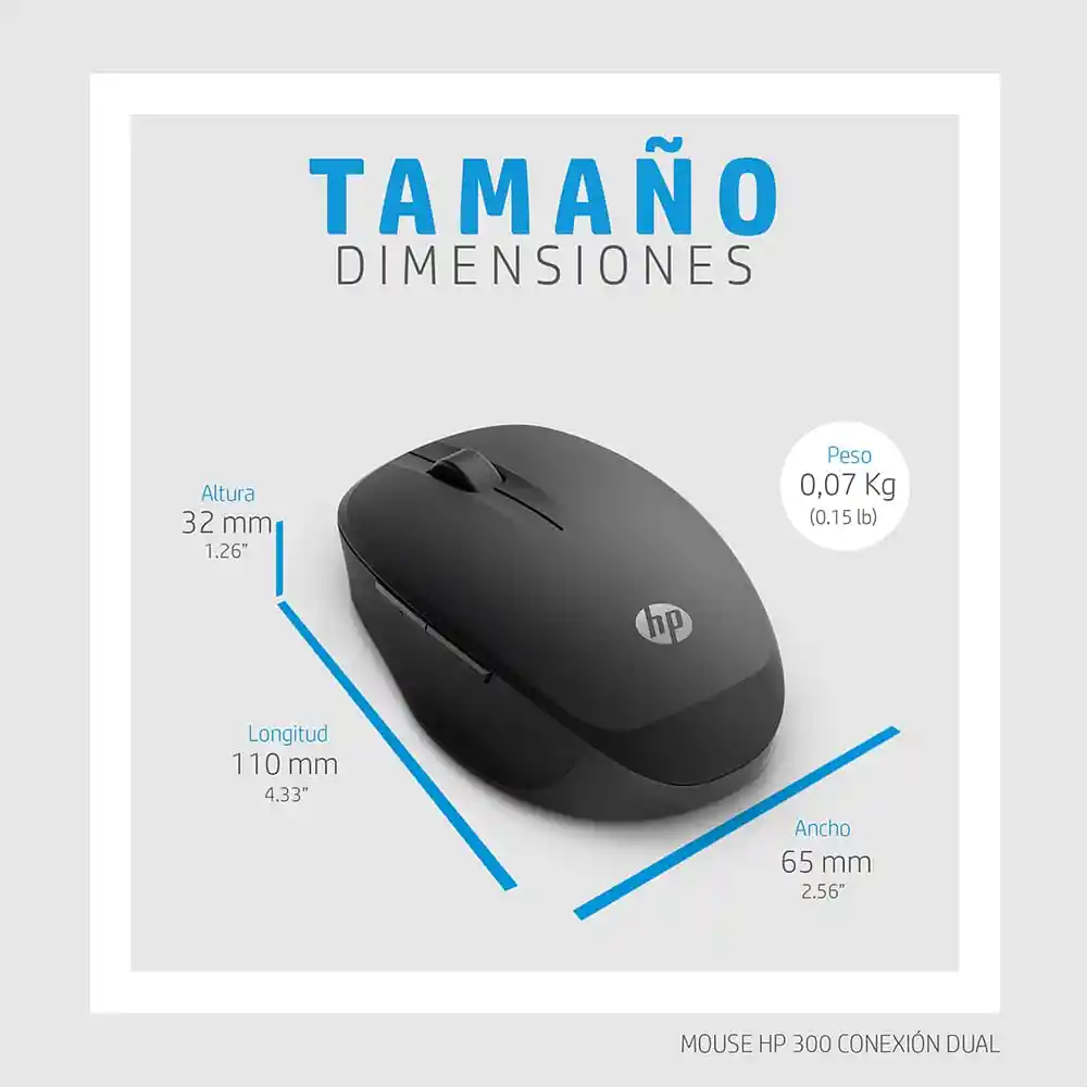 Hp  Mouse 300 Plata Dual 