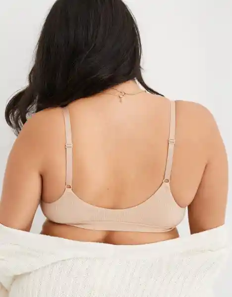 American Eagle Bralette Acanalado Triángulo Nude Natural Talla L