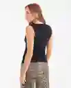 Camiseta Lurex Top Negro Noche Ultraoscuro Talla M Chevignon