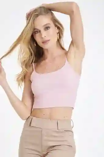 Crop Top Tiras Malibu Color Rosado Palo de Rosa Talla S Ragged