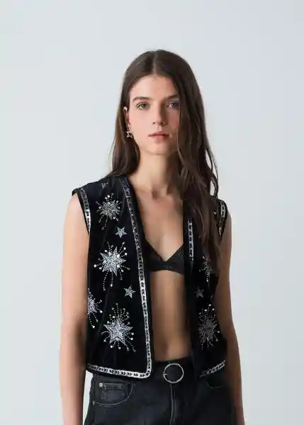 Chaleco Mujer Negro Puro Ultraoscuro Talla M 423G070 Naf Naf