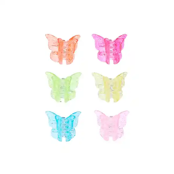 Set Pinzas Cabello Serie Colorful Butterfly Transparente Miniso